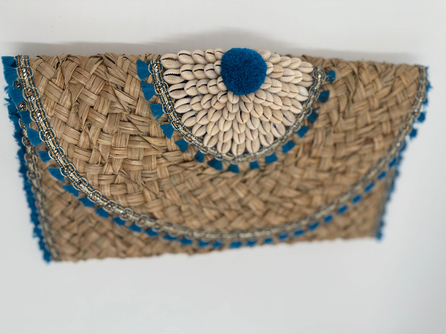 La Brisa - Straw Clutch Blue Ocean