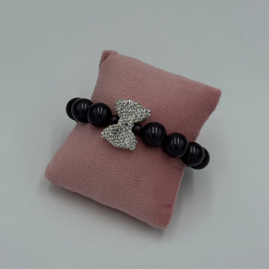 Armband "La Brisa – Bracelet Bow Glam Grau Weiß"